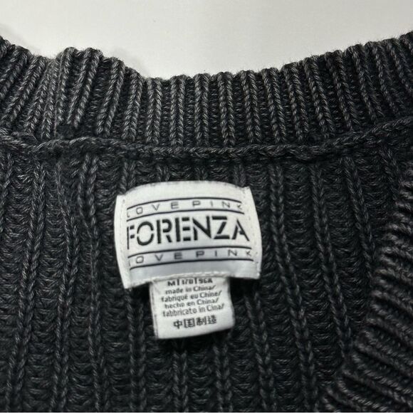 Love Pink Forenza Cropped Sweater Chunky Knit Sweater Grey V Neck M - Picture 5 of 10